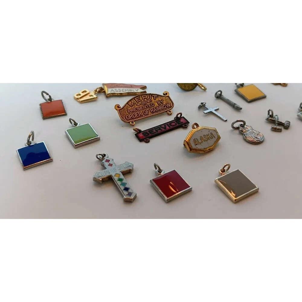 Vintage Order of Rainbow Pin & Charms Lot of 23